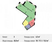 3-комнатная квартира площадью 65.8 кв.м в Апартаменты "Букинист", Талдомская улица, 17к1 | цена 9 771 300 руб. | www.metrprice.ru