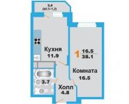 1-комнатная квартира площадью 38.1 кв.м, проезд Речной, д.28к1 | цена 2 863 215 руб. | www.metrprice.ru