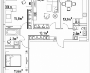 3-комнатная квартира площадью 74.3 кв.м, Строителей, корп.5 | цена 2 972 000 руб. | www.metrprice.ru