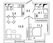 1-комнатная квартира площадью 41 кв.м, Рязанский проспект, д.влд 2 | цена 6 741 261 руб. | www.metrprice.ru