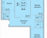 3-комнатная квартира площадью 88.4 кв.м, Садовая, 3, корп.1Б | цена 4 447 411 руб. | www.metrprice.ru