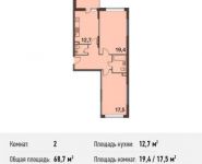 2-комнатная квартира площадью 68.7 кв.м, Сколковская улица, 7А | цена 6 512 760 руб. | www.metrprice.ru