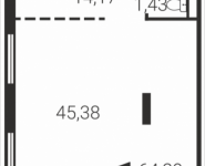 1-комнатная квартира площадью 64.29 кв.м, Татьянин Парк, 14 | цена 6 335 972 руб. | www.metrprice.ru