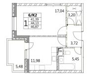 1-комнатная квартира площадью 46.87 кв.м в ЖК "LIFE-Ботанический Сад", Серебрякова проезд, д.3c10 | цена 8 225 685 руб. | www.metrprice.ru