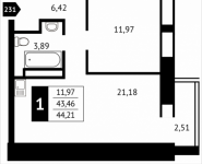 1-комнатная квартира площадью 44.2 кв.м, Клубная, 13 | цена 4 611 828 руб. | www.metrprice.ru