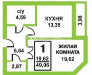 1-комнатная квартира площадью 49 кв.м, Родники мкр, 9 | цена 4 900 000 руб. | www.metrprice.ru