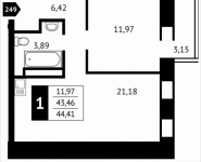 1-комнатная квартира площадью 44.4 кв.м, Клубная, 13 | цена 4 549 224 руб. | www.metrprice.ru