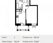 1-комнатная квартира площадью 35.1 кв.м в ЖК «Лайково», 1-й микрорайон, 1 | цена 2 777 393 руб. | www.metrprice.ru