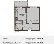 1-комнатная квартира площадью 38.7 кв.м, Родниковая ул. | цена 4 156 650 руб. | www.metrprice.ru