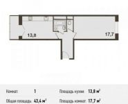 1-комнатная квартира площадью 43.4 кв.м, Новотушинская ул. | цена 3 776 842 руб. | www.metrprice.ru