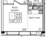 1-комнатная квартира площадью 31.4 кв.м, Просвещения, 12 | цена 1 862 840 руб. | www.metrprice.ru