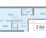 2-комнатная квартира площадью 73 кв.м, Рублёвский проезд, 40к2 | цена 7 129 500 руб. | www.metrprice.ru