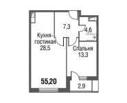 1-комнатная квартира площадью 55.2 кв.м, Серебрякова пр. | цена 9 210 195 руб. | www.metrprice.ru