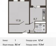 1-комнатная квартира площадью 38.1 кв.м, Базовская ул., 15 | цена 5 369 000 руб. | www.metrprice.ru