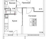 1-комнатная квартира площадью 37.31 кв.м, 2-я Муравская | цена 5 133 557 руб. | www.metrprice.ru