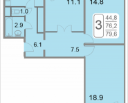 3-комнатная квартира площадью 79.6 кв.м, 2-й Грайвороновский проезд влд 38 к2, корп.2 | цена 11 433 744 руб. | www.metrprice.ru