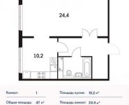 1-комнатная квартира площадью 47 кв.м, Варшавское ш., 141 | цена 7 172 200 руб. | www.metrprice.ru