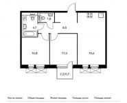 2-комнатная квартира площадью 57.4 кв.м, Саларьево д, Новая 2-я ул, 23с1 | цена 6 549 340 руб. | www.metrprice.ru