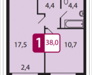 1-комнатная квартира площадью 38 кв.м, Северный Квартал, 1 | цена 2 584 000 руб. | www.metrprice.ru