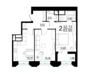 2-комнатная квартира площадью 63.9 кв.м, улица Дмитрия Ульянова, 6к1 | цена 13 335 930 руб. | www.metrprice.ru