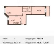 2-комнатная квартира площадью 53.1 кв.м, Центральная ул., ДВЛ1Б | цена 3 476 085 руб. | www.metrprice.ru