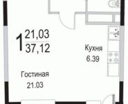 1-комнатная квартира площадью 37.1 кв.м, Бунинская Аллея ул., 102 | цена 3 500 640 руб. | www.metrprice.ru
