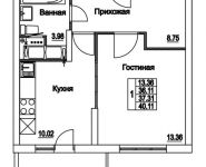 1-комнатная квартира площадью 37.31 кв.м, 2-я Муравская | цена 5 058 340 руб. | www.metrprice.ru