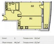 1-комнатная квартира площадью 44.1 кв.м, Хлебозаводская улица, 28к6 | цена 2 982 042 руб. | www.metrprice.ru