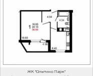 1-комнатная квартира площадью 36.6 кв.м, Шестая ул., 13 | цена 3 179 428 руб. | www.metrprice.ru