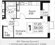 1-комнатная квартира площадью 38 кв.м, д.Столбово, уч.40/2, корп.5 | цена 2 900 635 руб. | www.metrprice.ru