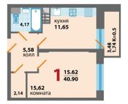 1-комнатная квартира площадью 40.9 кв.м, улица Тайнинская, д.20 | цена 3 926 400 руб. | www.metrprice.ru