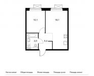 1-комнатная квартира площадью 37.6 кв.м, Крымская улица, 19 | цена 3 635 920 руб. | www.metrprice.ru