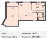 2-комнатная квартира площадью 63.5 кв.м, Ивановская ул., 1 | цена 5 253 000 руб. | www.metrprice.ru