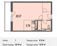 1-комнатная квартира площадью 35.9 кв.м, Белорусская ул., 10 | цена 3 772 650 руб. | www.metrprice.ru