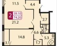 2-комнатная квартира площадью 74.2 кв.м, Ивановская, 7, корп.3Г | цена 5 565 000 руб. | www.metrprice.ru