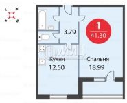 1-комнатная квартира площадью 41.2 кв.м, Баулинская улица, 5к1 | цена 2 850 000 руб. | www.metrprice.ru