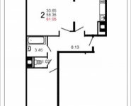 2-комнатная квартира площадью 60.7 кв.м, Шестая, 11 | цена 4 017 064 руб. | www.metrprice.ru