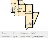 3-комнатная квартира площадью 87 кв.м, Путилковское ш., 4 | цена 6 809 349 руб. | www.metrprice.ru