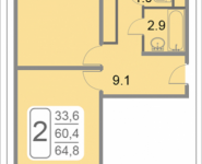 2-комнатная квартира площадью 64.8 кв.м, 2-й Грайвороновский проезд влд 38 к8, корп.8 | цена 8 826 408 руб. | www.metrprice.ru