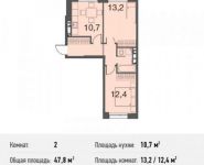 2-комнатная квартира площадью 47.8 кв.м, микрорайон Купелинка, квартал Северный, 19 | цена 3 585 000 руб. | www.metrprice.ru