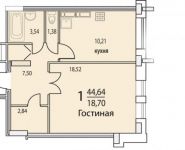 1-комнатная квартира площадью 44.6 кв.м, 3 мкр, 6 | цена 2 276 640 руб. | www.metrprice.ru