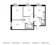 3-комнатная квартира площадью 67.3 кв.м, Ясеневая ул, 12к1 | цена 11 070 850 руб. | www.metrprice.ru