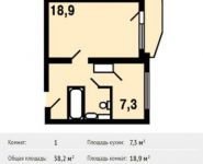 1-комнатная квартира площадью 38.2 кв.м, Недорубова ул, 25 | цена 4 303 400 руб. | www.metrprice.ru