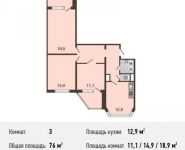 3-комнатная квартира площадью 76 кв.м, Рождественская ул., 29 | цена 8 424 000 руб. | www.metrprice.ru