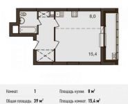 1-комнатная квартира площадью 39 кв.м, Акуловская улица, 23 | цена 7 093 561 руб. | www.metrprice.ru