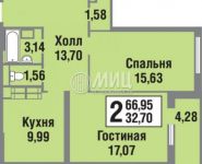 2-комнатная квартира площадью 67 кв.м, улица Барыкина, 4 | цена 8 600 000 руб. | www.metrprice.ru