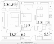 2-комнатная квартира площадью 57.7 кв.м, Строителей, корп.43 | цена 3 231 200 руб. | www.metrprice.ru