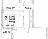 2-комнатная квартира площадью 54.97 кв.м, Лазоревый пр., 3 | цена 12 716 429 руб. | www.metrprice.ru