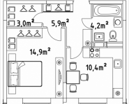 1-комнатная квартира площадью 38.4 кв.м, Строителей, корп.5 | цена 1 536 000 руб. | www.metrprice.ru