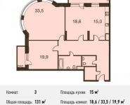 3-комнатная квартира площадью 131 кв.м в ЖК "Маяк" (Реутов), Комсомольская ул., 2 | цена 11 004 000 руб. | www.metrprice.ru